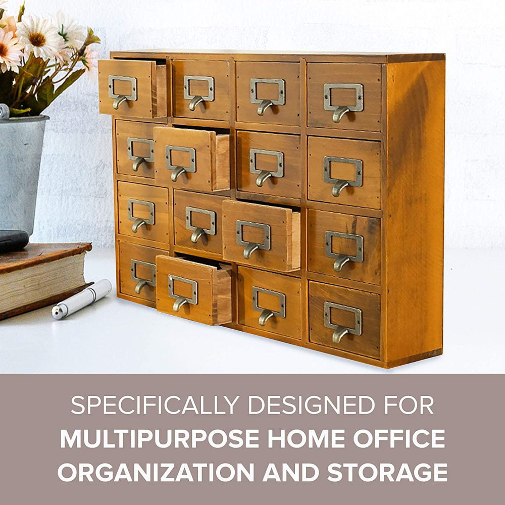 Hom... Wooden Storage Box with 16 Drawers Primo Supply Desk Drawer Organizer 