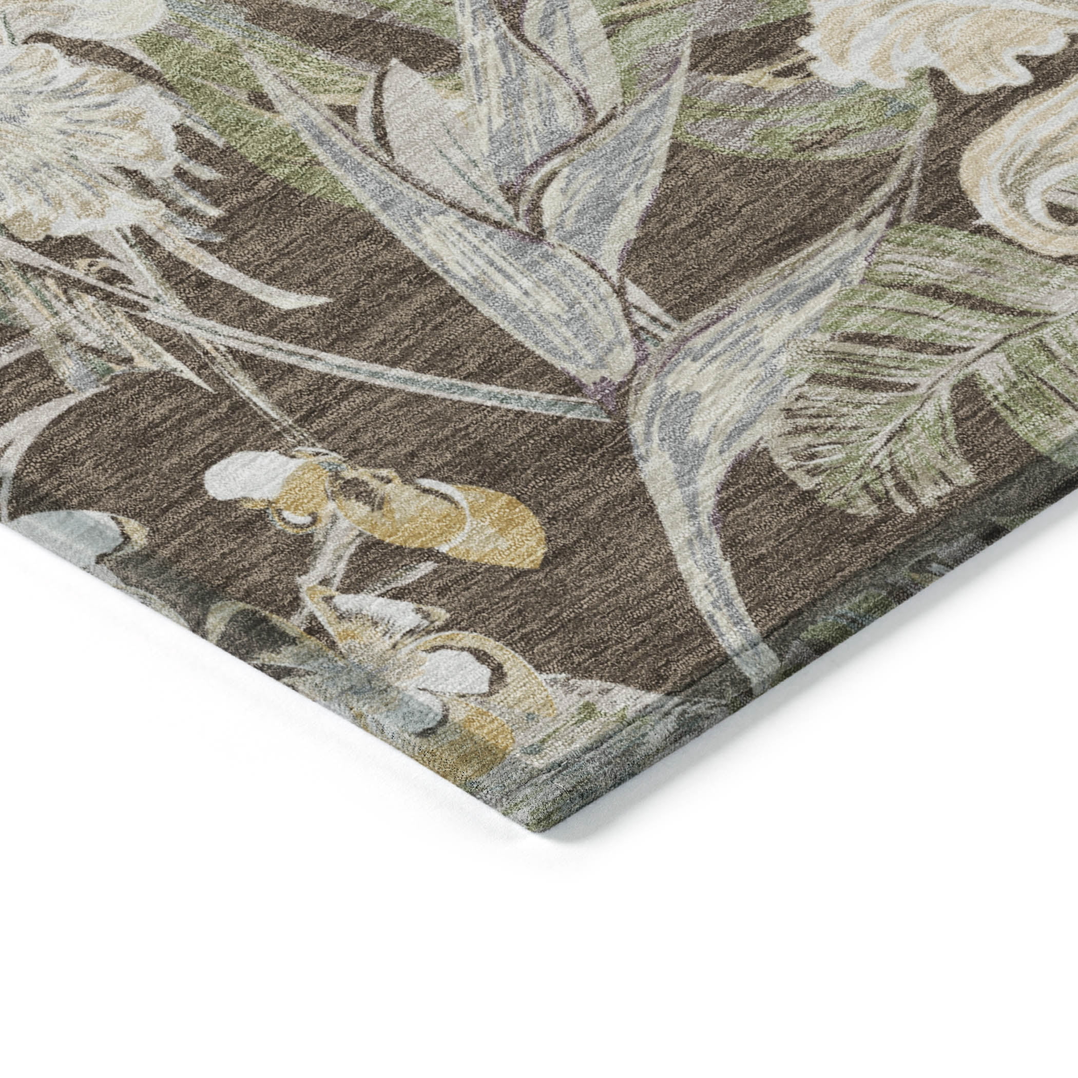 Addison Rugs Chantille Indoor/Outdoor Transitional Floral Brown Washable Runner Rug, 2'3" x 7'6"