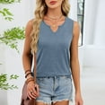 thumbnail image 6 of Timegard Summer Tank Tops for Women Notched V Neck Solid Color Fitting Comfy Casual Sleeveless Tops, 6 of 9
