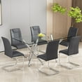 thumbnail image 2 of Dining Chairs Set of 6, Modern Dining Chairs with Faux Leather Padded Seat Upholstered High Back Diner Chair with Metal Legs for Kitchen, Living, Bedroom, Dining Room Armless Side Chair, Gray, 2 of 9