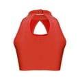 thumbnail image 2 of YEAHDOR Kids Girls Shiny Sequins Crop Top Sleeveless Hollow Front Dance Training Tops Red 8, 2 of 5