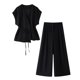 thumbnail image 4 of HH TRAF Conjunto de verano para mujer, nuevo conjunto de chaleco con solapa doble y cordones, de lino mezclado, con bolsillos, botones y cremallera, pantalones plisados, 4 of 5