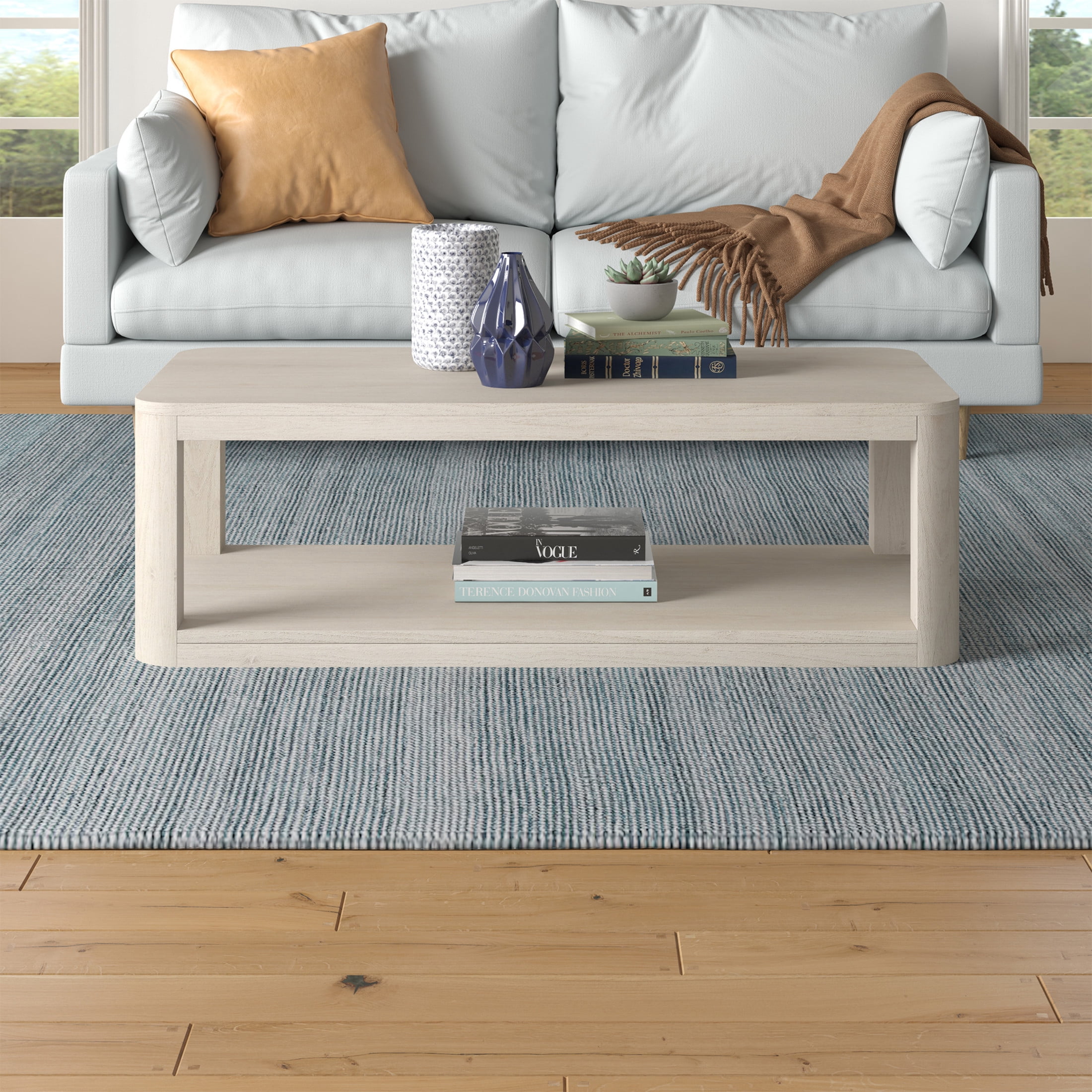 Evelyn&Zoe Modern/Contemporary 47" Wide Alder White Coffee Table