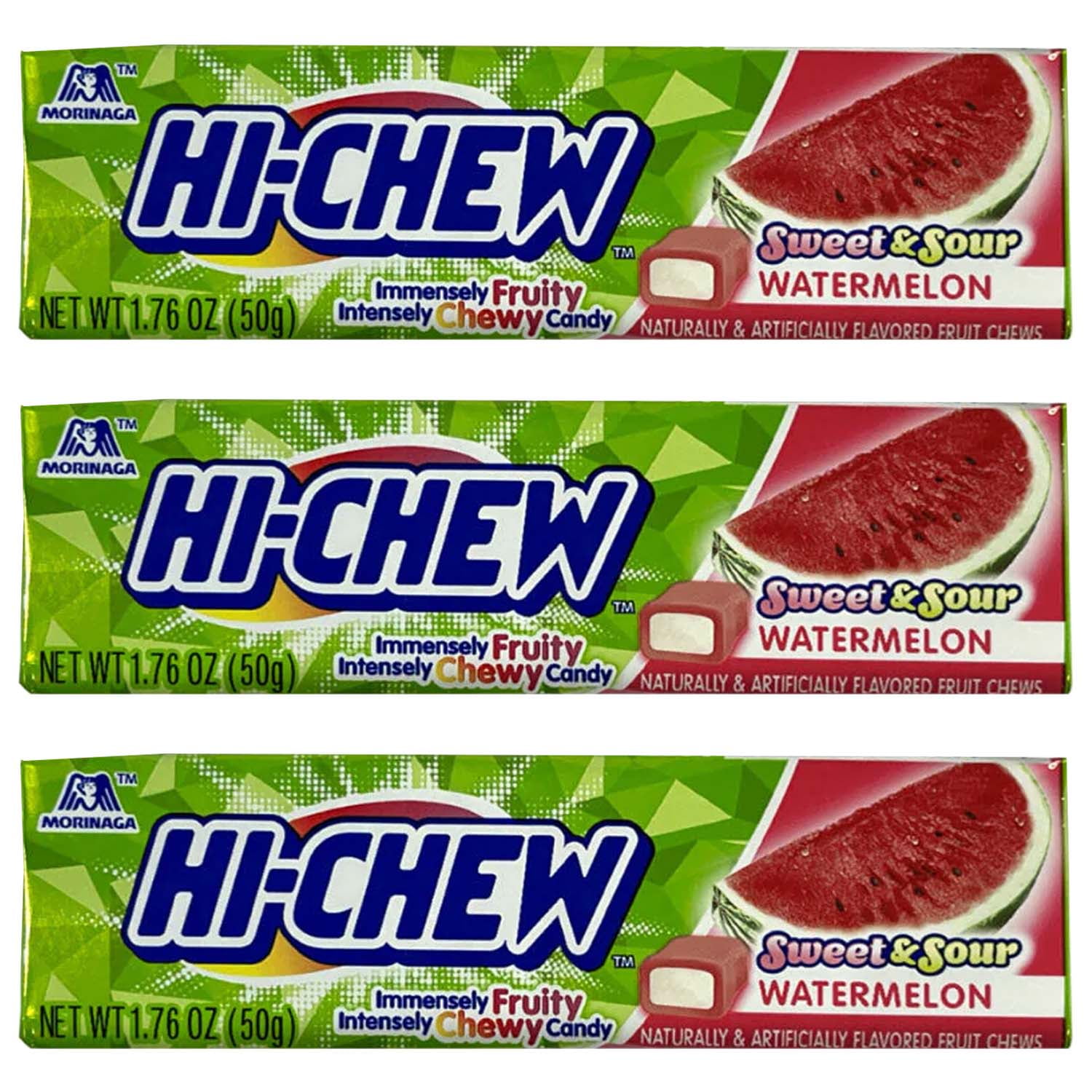 HI-CHEW Watermelon - Unique Fun Soft & Chewy Taffy Candy, Box of 15 Sticks, 1.76 oz