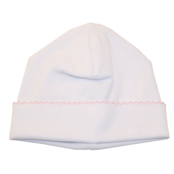 Gorro Kissy Kissy Básico Blanco y Rosa para Bebés Niñas 100% Algodón Pima