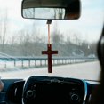 thumbnail image 3 of Cross Pendant Car Mirror Hanging Decor Wooden Cross Ornament Hanging Pendant, 3 of 3