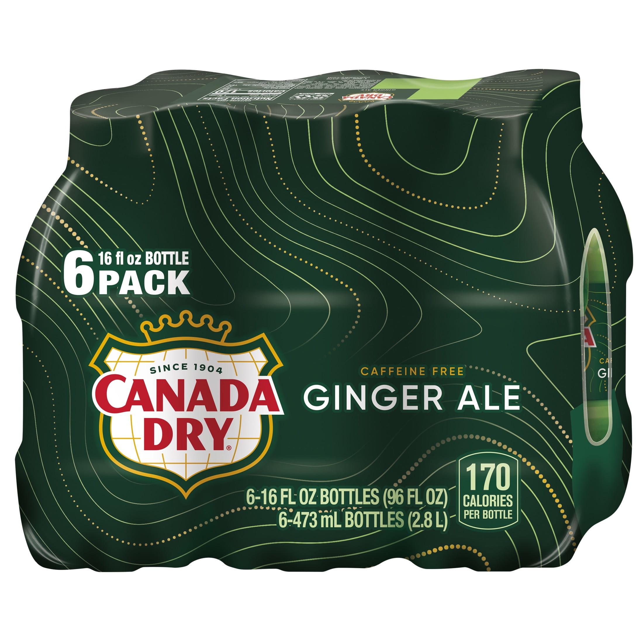 (4 pack) Canada Dry Caffeine Free Ginger Ale Soda Pop, 16 fl oz, 6 Pack Bottles
