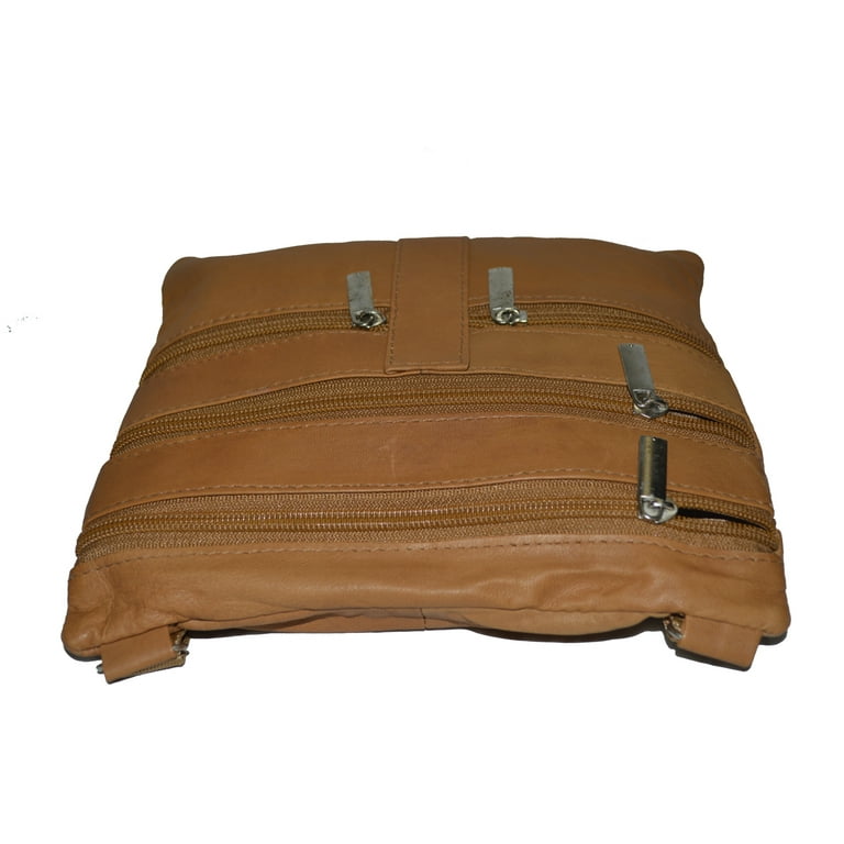Leatherboss Unisex Soft Leather Cross Body Bag with Pocket