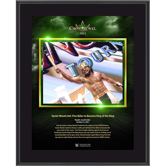 Xavier Woods World Wrestling Entertainment 10.5" x 13" 2021 Crown Jewel Sublimated Plaque