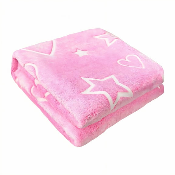 AUQ Throw Blanket,Glowing Heart Pattern Throw Blankets,Soft Pink Atmosphere Cute Blanket,51*59in