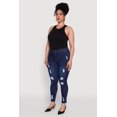 thumbnail image 3 of Womens Plus Size WAX High Rise Distressed Push Up Skinny Jeans, 3 of 5