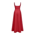 thumbnail image 4 of XAOFW Summer Elegant Dress For Women Square Collar Sleeveless Strap Dress With Waist Tie Holiday Party Trendy Sundresses, 4 of 6
