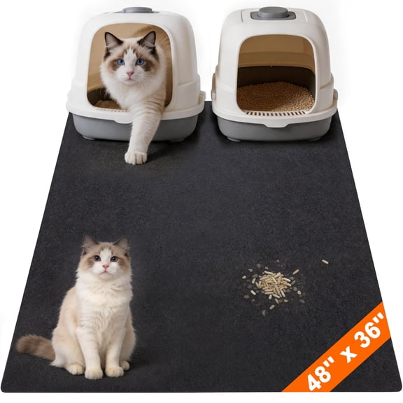 GARITIN Cat Litter Mat Extra Large 48"x36", Cat Mat for Litter Box, Litter Trapping Mat, Gray