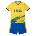 thumbnail image 3 of Brazil Soccer Outfits for Kids Boys Girls Team Athletic Short Sleeve T Shirt Shorts Outfit For Kids Youth Training Football Clothes Set 3-18 Years, 3 of 3