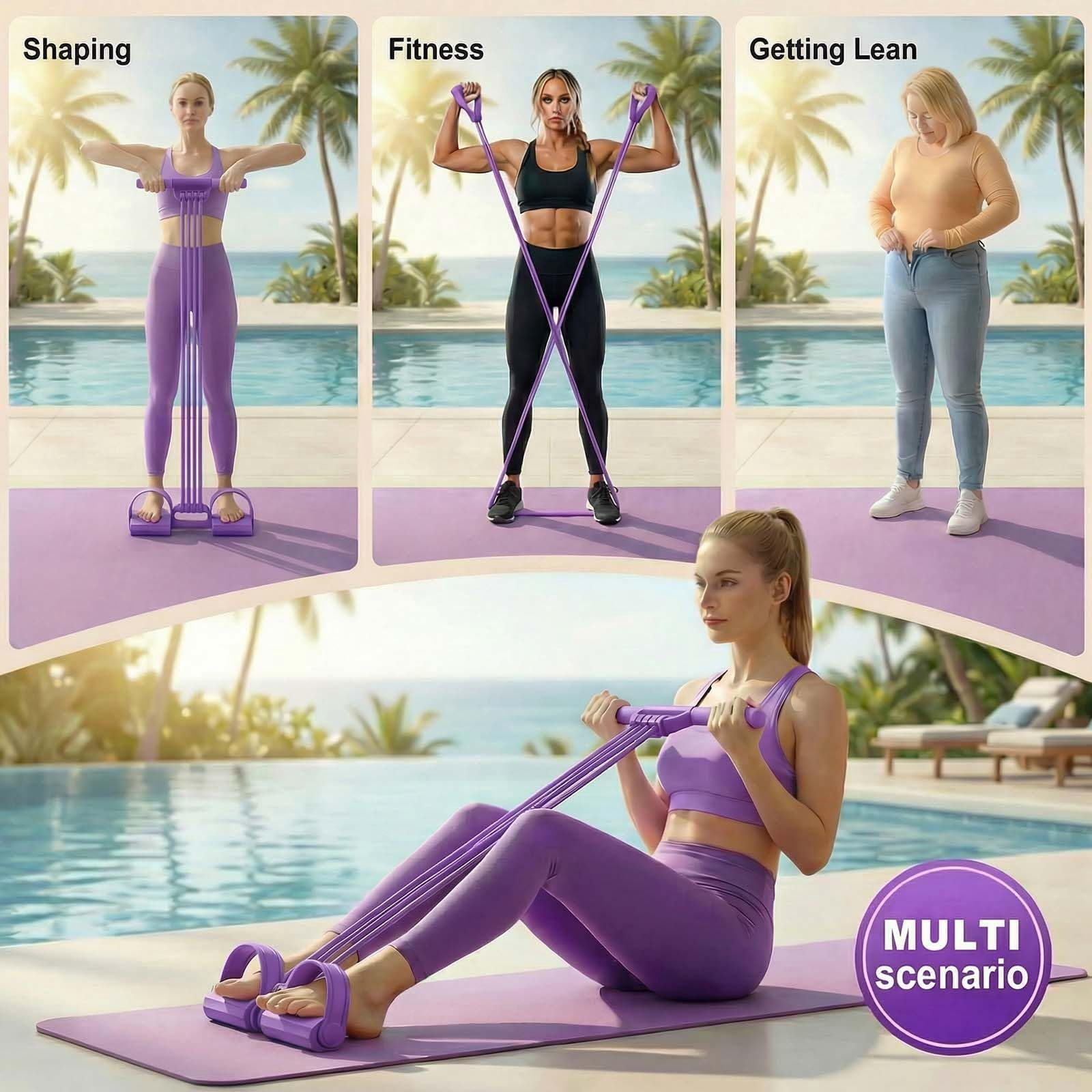Multi-functional Pedal Resistance Band, Portable Yoga Resistance Trainer for Abs, Arms, Legs & Waist Slimming at Home or Office