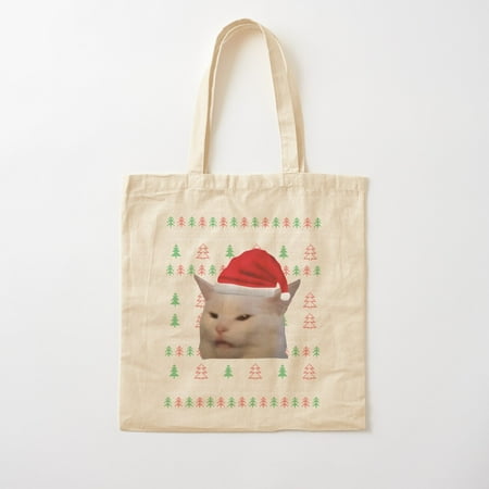 Woman Yelling At Cat Ugly Christmas Sweater Funny Memes Cotton Tote Bag Canvas Tote Bag  Family Gift For Mother  Her