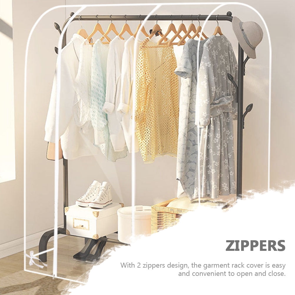 Clear Garment Rack Cover Clothes Rack Cover Hanging Clothes Storage Bag Waterproof Clothes Protector for Suits Coats Sweaters Shirts