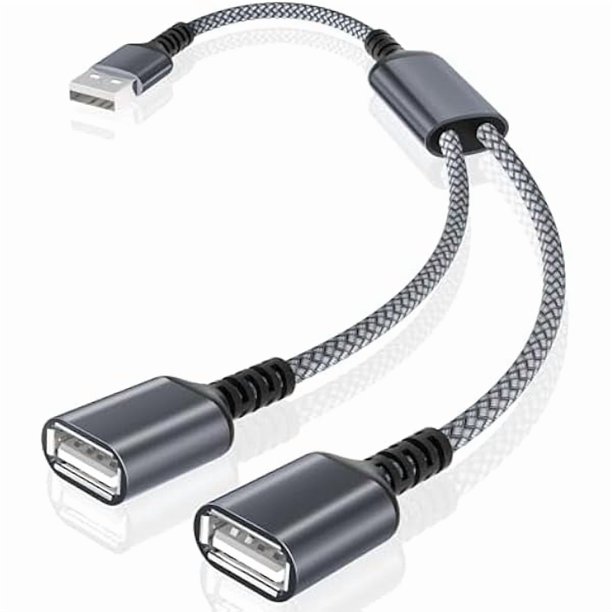 HAYAN USB Splitter 1 in 2 Out 1FT,USB A Male to Double Female Y Cable Extension Adapter,Dual USB Port Extender Hub,Data Charger Power Split for Car,Xbox One Series,PS4,PS5,Laptop,Keyboard,Mouse