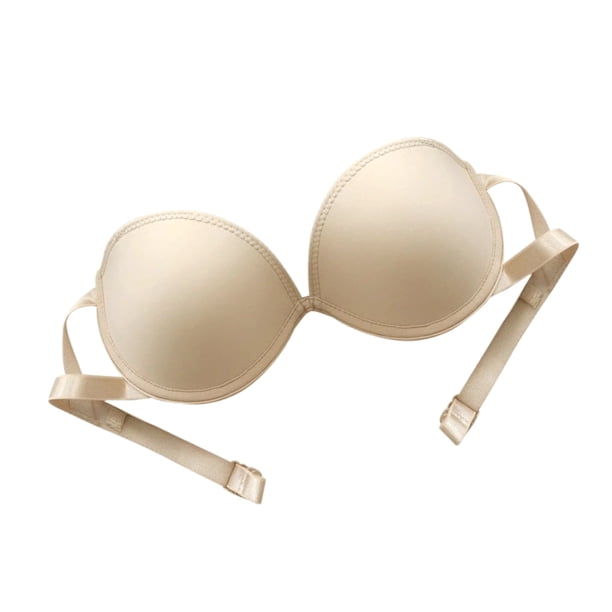 Qarigey Sujetador sin tirantes Sexy sin costuras Ropa interior con aros Chica Mujer Push Up Lencería, Blanco, S / 70ABC Ropa interior color de piel XL / 85ABC