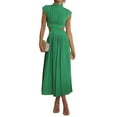 thumbnail image 3 of Women Summer Casual Long Dress Solid Color Stand Collar Dress, 3 of 9