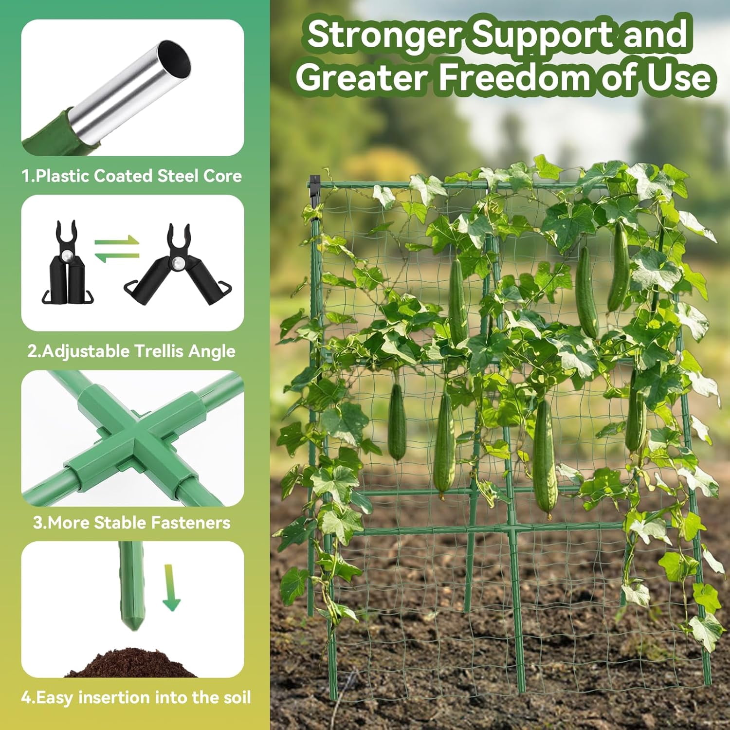 Support for Tomatoes, Squash, Zucchini, Vegetables & Flowers, 2 Pack Cucumber Trellis, 34"×48" Garden Trellis for Climbing Plants Outdoor, A-Frame Vegetable Trellis for Raised Bed