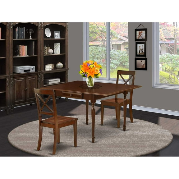 East West Furniture Monza 3-piece Dining Set with X Back Chairs in Mahogany