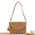 thumbnail image 1 of Zhuge Bolso de mano de paja, bolso de mano de paja para mujer, bolso tipo sobre, cartera, bolso de playa tejido de verano (caqui), 1 of 5