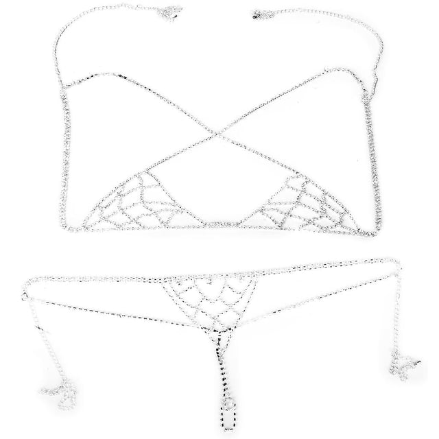 Joyas Cadena de Cuerpo de Bikini Bra Lenceria Rienda Amante Cristal Salvador Crystal sujetador