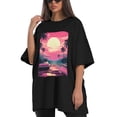 thumbnail image 4 of Plus Size Shirt for Women Oversized Black Tops for Women Short Sleeves Shirt for Women Vintage Landscape T Shirt Crewneck Shirt for Women M, 4 of 5
