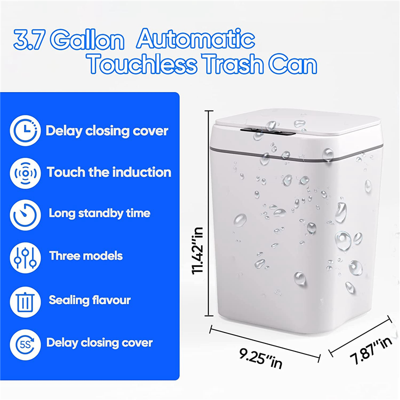 Smart Touchless Motion Sensor Trash Can 3.7 Gallons Bathroom Trash Can