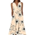 thumbnail image 2 of Women's Summer Bohos Dresses Oversized V Neck Floral Printed Sleeveless Beach Sundress Womens Casual Plus Size Loose Fits Comfy Lightweight Vacation Dress, 2 of 5