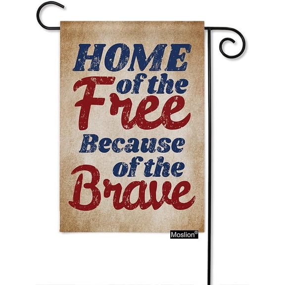 Home of The Free Because of The Brave Garden Flag Vertical Double Sided 4Th of July Independence Day House Flags Home Burlap Banners 12.5x18 Inch for Outdoor Decor Lawn