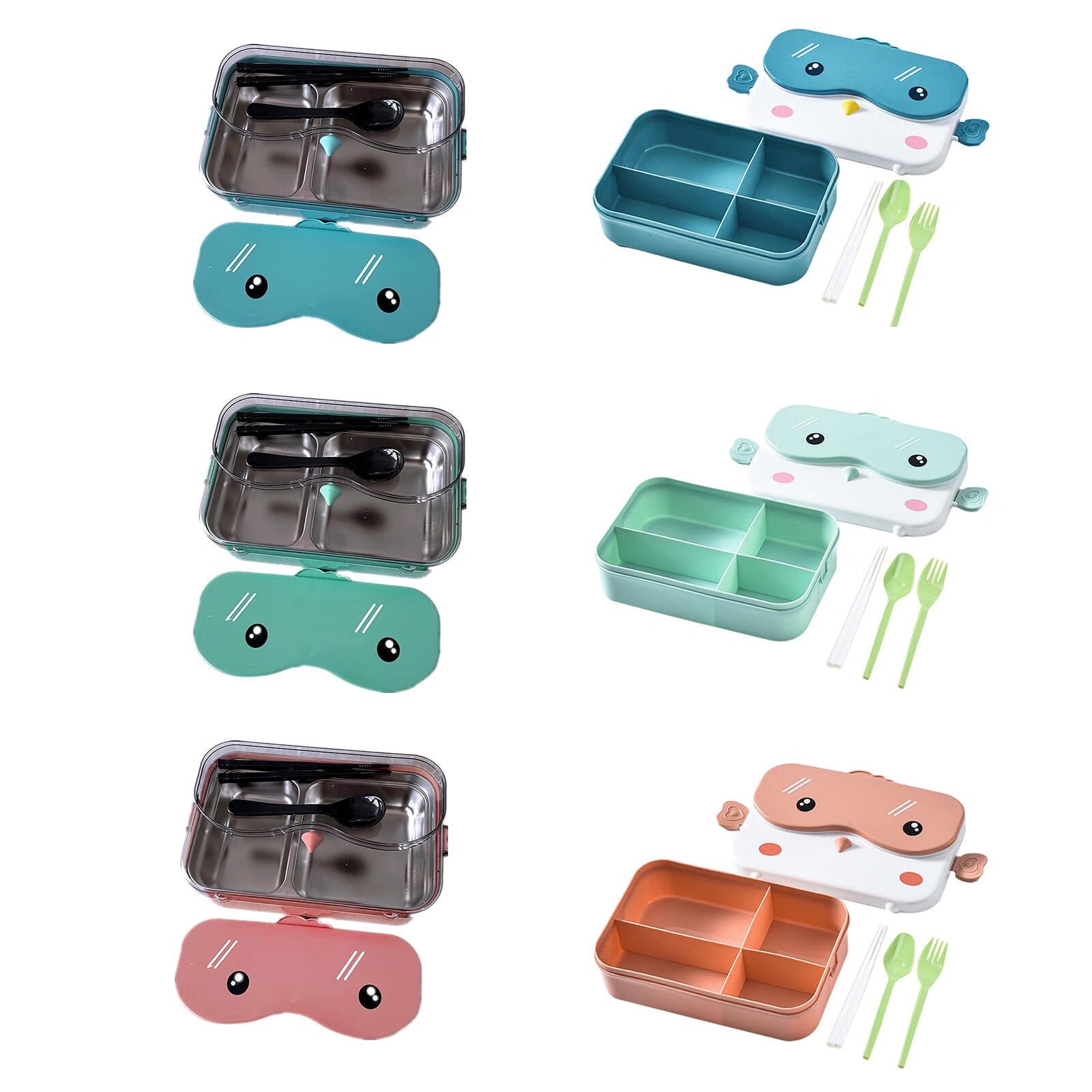 Kids'Bento Box Grid Design Stainless Steel Insulated Lunch Box