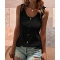 thumbnail image 3 of Women'S Button Front Tank Top 2025 Summer Casual Loose Fit Scoop Neck Sleeveless Tops Black S, 3 of 4