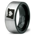 thumbnail image 1 of Tungsten Oregon The Beaver State Heart Band Ring 8mm Men Women Comfort Fit Brushed Gray Flat Cut Black Polished, 1 of 4