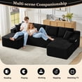thumbnail image 3 of Vanress 125 Inch Modular Cloud Couch Sectional Sofa for Living Room, Modern Corduroy Boneless Couch, Upholstered Deep Seat U Shape Sofas Couches, No Assembly Required, Black, 3 of 10