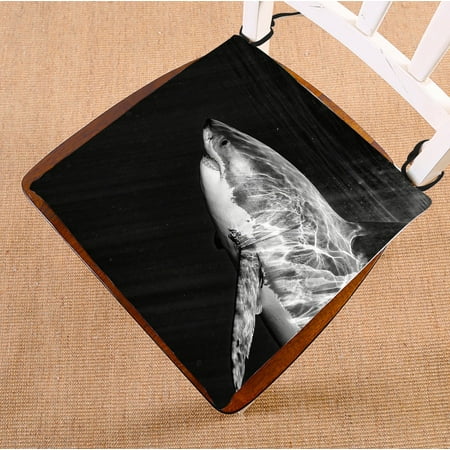 

PHFZK Animal Chair Pad Great White Shark while Coming to You Seat Cushion Chair Cushion Floor Cushion Two Sides Size 16x16 inches