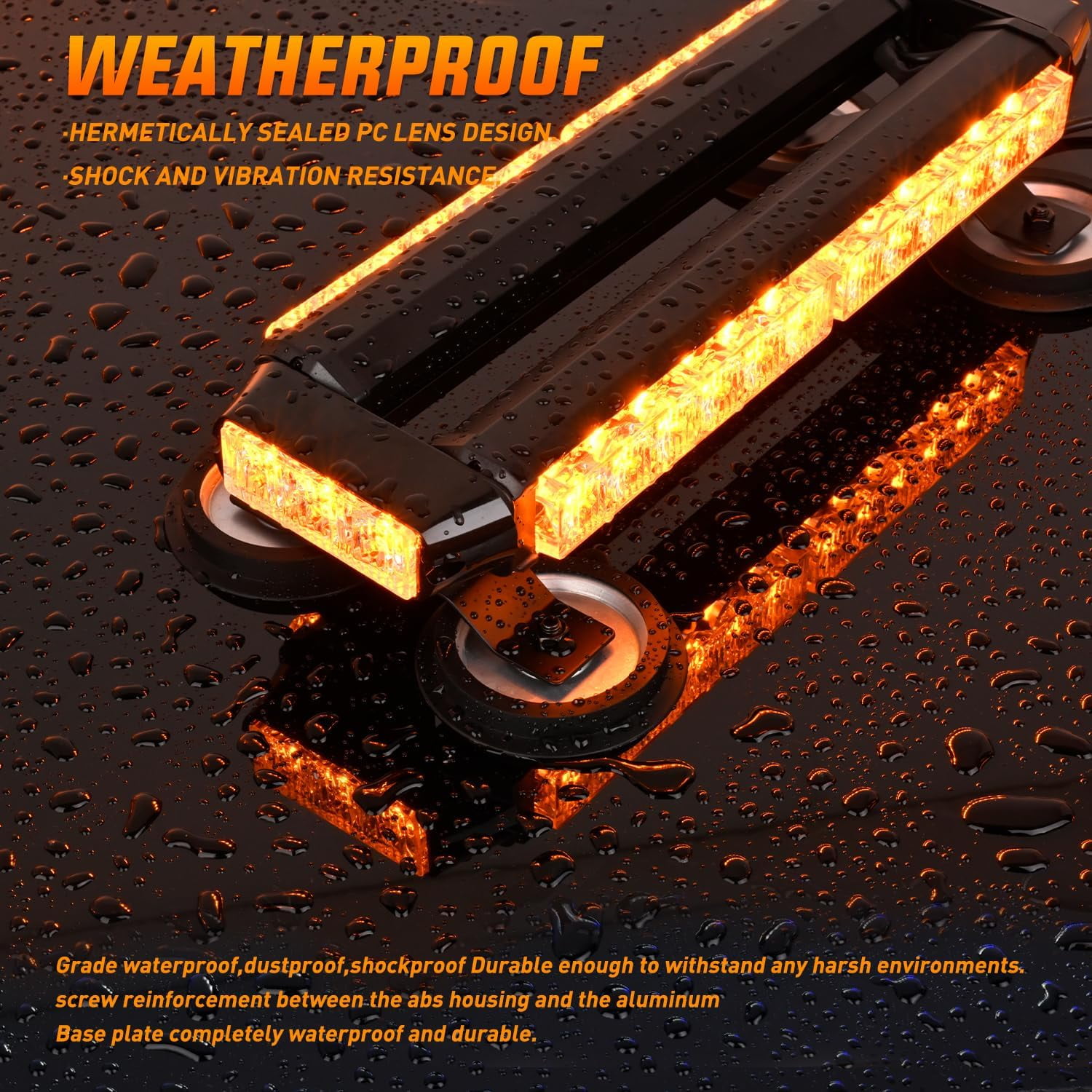 Nilight 14.5" 30LED Strobe Light Bar Double Side Rooftop Emergency Flashing Lights Amber Safety Warning Hazard Light Bars with Magnetic Base for Trucks Pickup