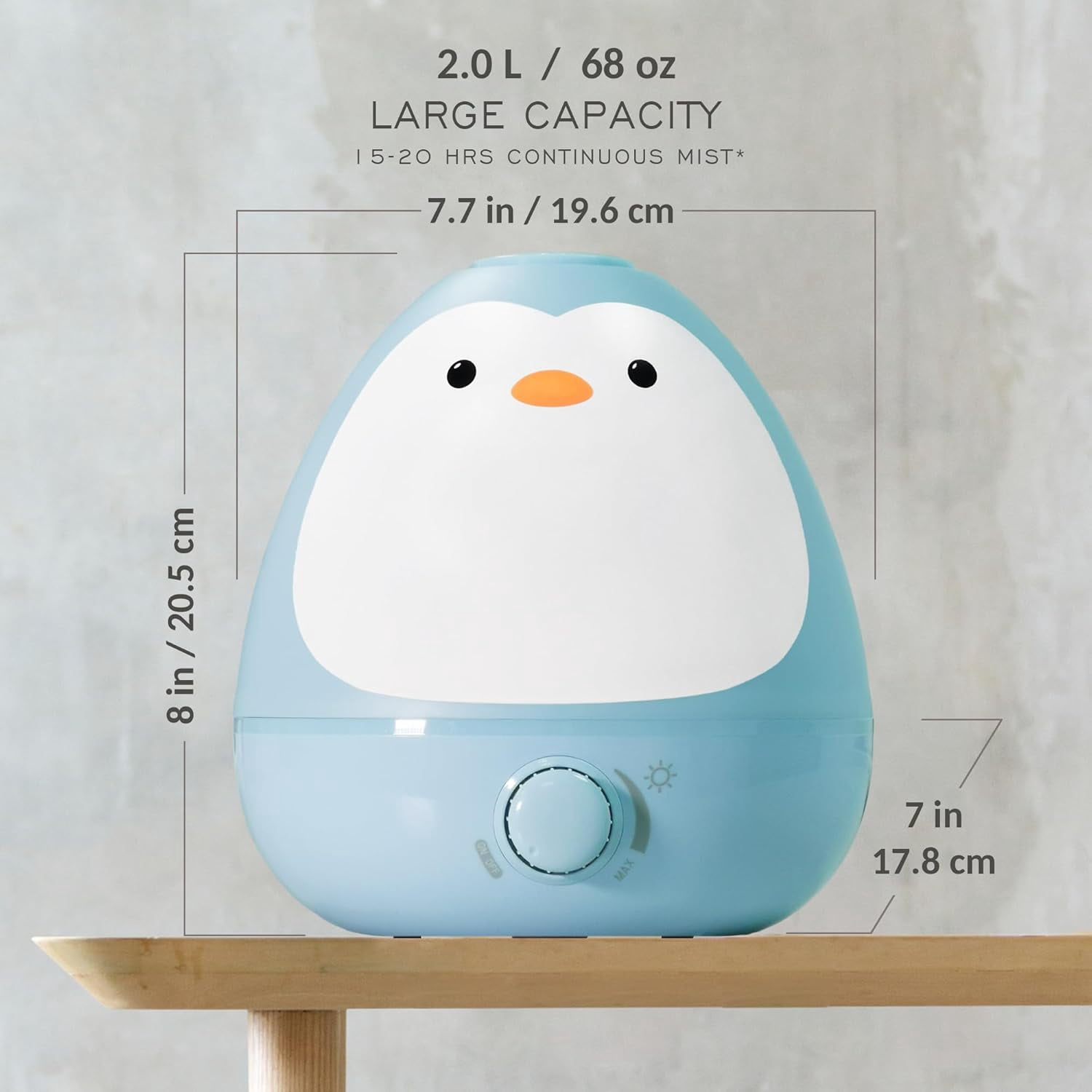 Baby 3-in-1 Cool Mist Humidifier with Essential Oil Diffuser + Nightlight, Phenol Free Humidifier for Kids Bedroom, Nursery + Large Rooms, Whisper-Quiet, Auto Shut Off