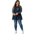 thumbnail image 3 of DARING DIVA Women's Plus Size Long Sleeve Color Block Knit Tunic 1X Navy Blue, 3 of 6