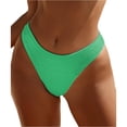 thumbnail image 2 of Ribbed Texture High Leg Bikini Bottom with Cheeky Coverage and Mid Waist Fit, Awesome For Poolside Lounging Summer Festivals Or Beach Days Green L, 2 of 5