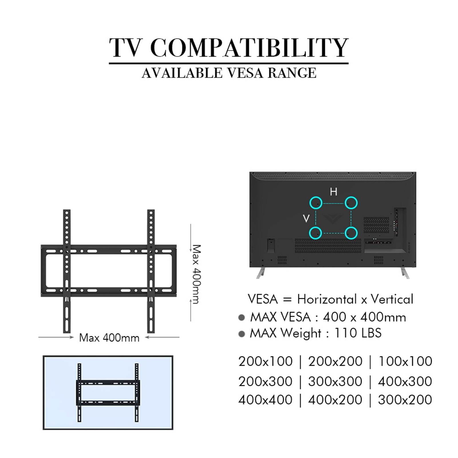 Adjustable and Fixed TV Wall Mount Bracket for 26 - 55" Flat Screen TV