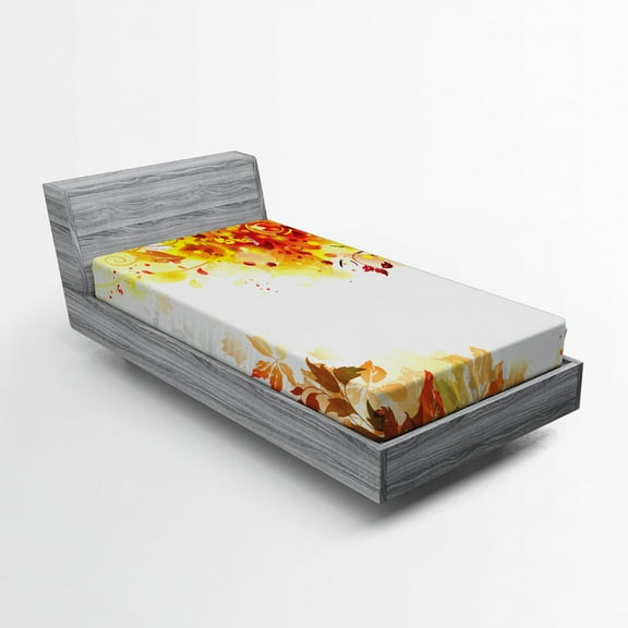Ambesonne Autumn Fitted Sheet, Abstract Fall Season Tree, Twin XL Size, Multicolor