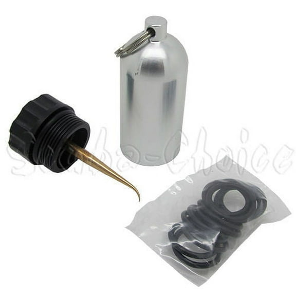 Scuba Diving Mini Tank Key Ring with Brass Pick & O-Rings (Silver)
