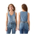 thumbnail image 2 of Suagox Women's Denim Vest Slim Fit V Neck Sleeveless Button Down Summer Tops for Party Club, 2 of 10