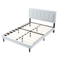 thumbnail image 5 of BSHTI Full Size Platform Bed Frame with Square Tufted Upholstered Headboard – Solid Wood Frame, 12 Wood Slats, Center Support Leg, Under-Bed Clearance, No Box Spring Needed, 5 of 11