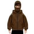 thumbnail image 4 of Boys Girls Balaclava Hooded Sweatshirt Full Zip Double Layer Hoodies Jacket Lightweight Warm Oversized Coat Trendy Outerwear, 4 of 9