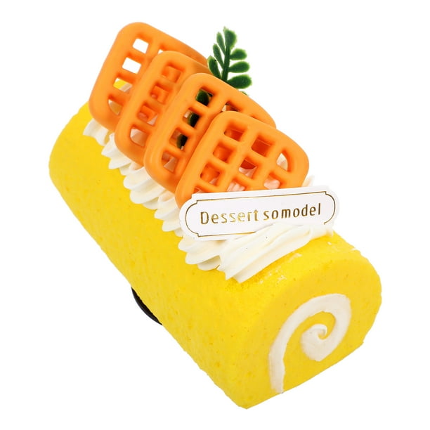 Simulación de rollo suizo, decoración de escritorio, pequeño pastel, adorno, adorable modelo de postre