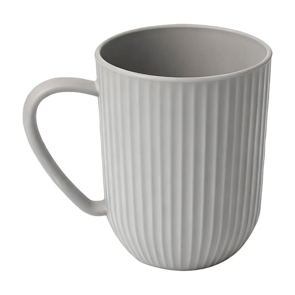 Uranda Coffee Mug, Plastic Coffee Cup with Handle, Modern Ribbed Design Tea Cup for Latte, Cocoa, Coffee Gray