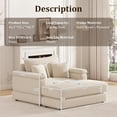 thumbnail image 5 of 44" Oversized Corduroy Chaise Lounge with Ottoman, Comfy Thicked Upholstered Sofa Chair with a Back Pillow and 2 toss Pillows, Modern Sleeper Sofa Couch for Living Room, 5 of 8